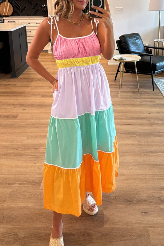 Multicolor Flowy Maxi Dress With Pockets