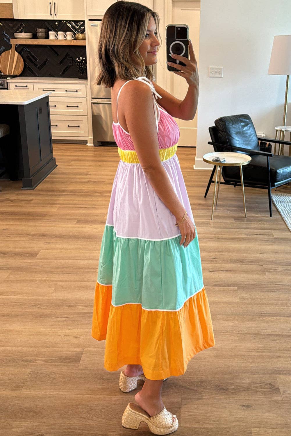 Multicolor Flowy Maxi Dress With Pockets